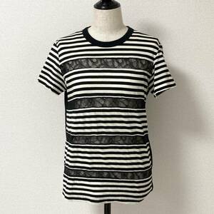 AD2012 tricot COMME des GARCONS レース 切替 ボーダー 半袖 カットソー Mサイズ トリココムデギャルソン Tシャツ Tee archive 4070170