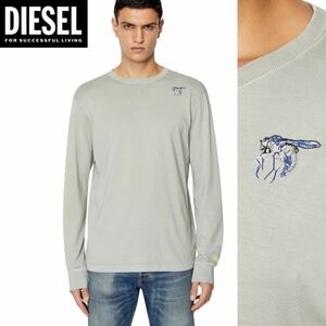 新品 未使用 タグ付き ★定価17,600円 DIESEL ディーゼル メンズ Lサイズ ロンT 刺繍 シンプル Tシャツ 長袖 サルファーダイ加工 22