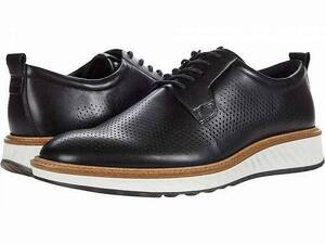 3.7万★美品 エコー ECCO ST.1 Hybrid BLACK 3層構造のソール クッション性を誇る 本革 黒 EU40 JP25.5cm 天然皮革