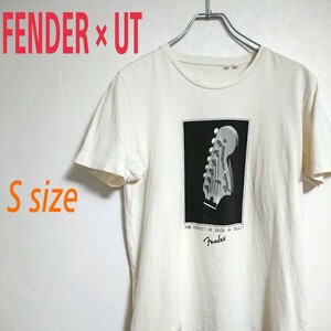 FENDER × UT フェンダー × ユニクロ コラボ 白色 ミュージック Tシャツ ストラトキャスターヘッド ビッグフォトプリント ギター Tシャツ 