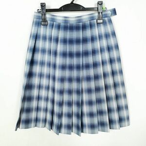 1円 スクールスカート 夏物 w66-丈59 チェック 中学 高校 プリーツ 学生服 制服 女子 中古 HK1678