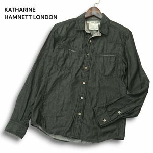 KATHARINE HAMNETT LONDON キャサリン ハムネット 通年 コットン&テンセル★ デニム 長袖 ウエスタン シャツ Sz.M　メンズ　A4T09294_8#C