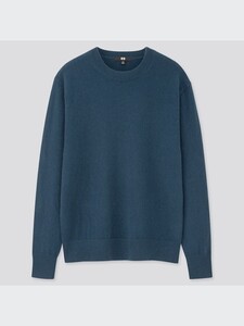 ☆送料無料☆UNIQLO メンズ カシミヤクルーネックセーター BLUE Mサイズ 新品未使用品 ブルー 青 ユニクロ