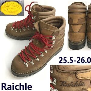 80s-90s?/Vintage/イタリア製★Raichle/ライケル★3段表記/ビブラム/トレッキングブーツ【25.5-26.0/茶】climbing/Boots/Shoes◆sWB123-01