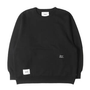 美品 WTAPS ダブルタップス スウェット サイズ:S 20AW LLWロゴ ライトウェイト クルーネック スウェットシャツ LLW / CREW NECK ブラック