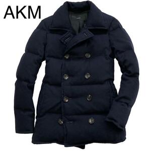 LEON掲載 定価15万 AKM STRETCH WOOL TWILL DOWN P COAT サイズL ストレッチウールダウンPコート 1piu wjk ジュンハシモト