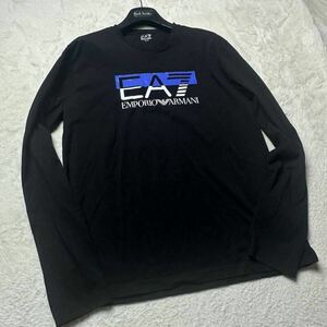 【未使用級/近年モデル/希少XL】EMPORIO ARMANI エンポリオアルマーニ EA7 長袖 Tシャツ ロンT ビッグロゴ ロゴドン イーグル 黒 LL 2L