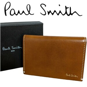 新品ポールスミス Paul Smith 定期入れ カードケース パスケース ポリッシュカーフグループ ブラウン メンズ 紳士