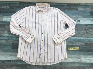 TONY WEAR メンズ マルチストライプ 薄手 長袖シャツ L ピンククリーム青