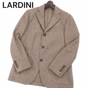 イタリア製★ LARDINI ラルディーニ 秋冬★ ウール ツイード テーラード ジャケット ブレザー Sz.48　メンズ ブラウン系　I3T01579_A#N