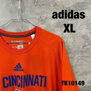 adidas アディダス オレンジ Tシャツ 半袖 メンズ XL クルーネック 夏服 プリントデザイン FC CINCINNATI USA 海外輸入 古着 TK10149