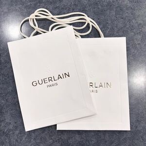 ■送料無料■新品■ゲラン GUERLAIN ショップ袋 ショッパー 2枚 紙袋 デパコス 白 金 ホワイト ゴールド クリスマス プレゼント ギフト