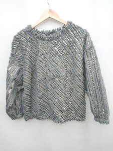 ◇ ZARA W&B ザラ ふわふわ 異素材 長袖 プルオーバー カットソー サイズEUR M USA M MEX 28 グレー ゴールド レディース P