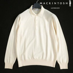 新品1円～★定価2.9万 MACKINTOSH LONDON マッキントッシュ ロンドン 秋冬 ハニカム長袖ブライトンポロシャツ L アイボリー◆8936◆