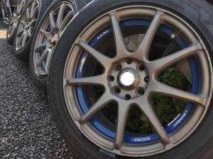 フィット外し WedsSport SA-70 ブロンズ 15インチ6.5Jインセット45　4穴PCD100、195/50R15 バリ山 ADVAN FLAVA 付4本セット【中古】