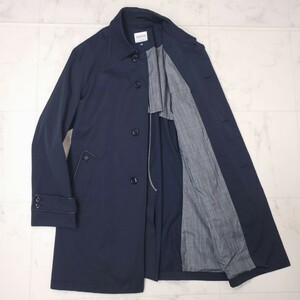 【高級ライン】希少XL★ARMANI COLLEZIONI*アルマーニコレツォーニ★本革パイピング*撥水加工★ロングステンカラーコート ダークネイビー