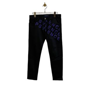 【ジョン アンダーカバー John UNDERCOVER 2018SS 英字プリント ブラックパンツ メンズ3 黒 JUU4502 美品BLACK PANTS jonio artscabut期】