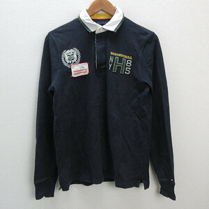 y■トミーヒルフィガー/TOMMY HILFIGER ヴィンテージフィット長袖ラガーシャツ■紺【メンズS】MENS/61【中古】