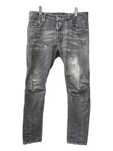 DSQUARED2 (ディースクエアード) 21SS Tidy Biker Jean ダメージ加工 デニム パンツ S74LB0935 48 ブラック メンズ/036