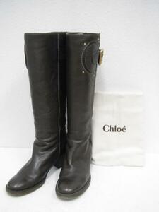 美品 Chloe クロエ レザー ロングブーツ ジョッキーブーツ