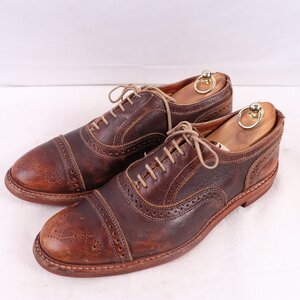 アレンエドモンズ 10 D / 28.0cm 位 パンチドキャップトゥ 茶 内羽根 ブラウン ALLEN EDMONDS USA製 メンズ 革靴 中古 古着 ds4810