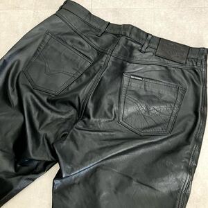 ●【大きめW38】Harley-Davidson ハーレーダビットソン 本革 レザーパンツ/バイク/バイカー/黒/size38インチ/状態良好/メンズ