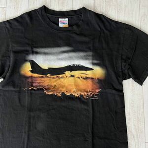 90s ビンテージ USA製　戦闘機　半袖 Tシャツ　半メンズ Lサイズ 古着　ヴィンテージ　vintage 映画　ムービー　トップガン　黒　ブラック