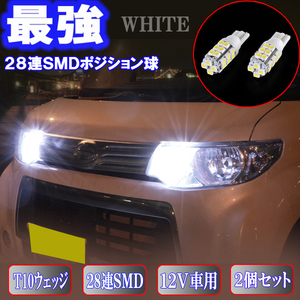 エブリィワゴン/エブリィ LED ポジション球 28発SMD T10ウェッジ 美白激光 スモールランプ LEDバルブ スズキ エブリー パーツ カー用品 2個