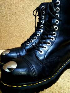 【Dr.MARTENS】ドクターマーチン 8761 BXB スチールトゥ むき出し 10ホールブーツ UK7 (26cm ) BXB 10EYE BOOT ブラック 希少レア【良品】 