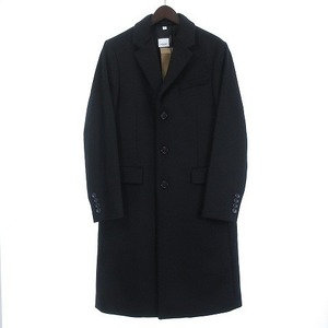 未使用品 バーバリー BURBERRY タグ付き Black Wool Hawkhurst Coat チェスターコート 黒 ブラック 46 M位 メンズ