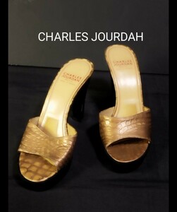 ★美品 CHARLES JOURDAN シャルル ジョルダン 23.0 クロコダイル 茶 ブラウン パンプス レザー 正規品 レディース 靴 ハイヒール 女性