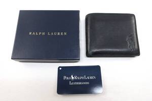 【送900円】3136　RALPH LAUREN　ラルフローレン　二つ折り財布　コンパクトウォレット　BILLFOLD　コインウォレット　ブラック　レザー