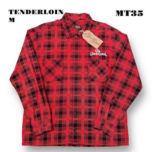 ★年末セール中！ TENDERLOIN テンダーロイン T-CHECK SHT SHIRT 長袖 チェック シャツ チェーンステッチ レッド 赤 黒 M 本店限定 刺繍