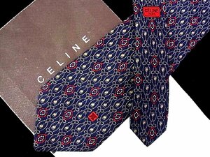 ♪今週の特売980円～♪1731♪状態並品【CELINE】セリーヌ【タッセル 紐 ロゴ入 柄】ネクタイ♪