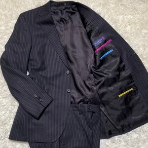 定価15万!!!贅沢仕上げ!!!【ポールスミス×ゼニア PaulSmith×ZEGNA】スーツ 最高級生地ブランド!!! 最高峰の触り心地 ブラック ストライプ