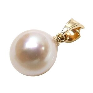 【K18】 タサキ 大粒 8mm パール ペンダントトップ 真珠 1粒 イエローゴールド 18金 ケース付 TASAKI pearl pendent charm ◇J