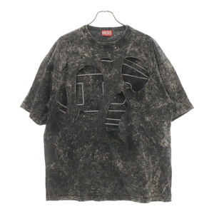 DIESEL ディーゼル 24SS T-BOXT-PEELOVAL A13635 Dロゴプリント ダメージ加工半袖Tシャツ グレー