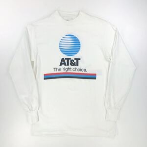 美品！両面プリント AT&T ビンテージ長袖Tシャツ IT企業 企業系apple 長袖Tシャツ ロンT ホワイト M ホワイト系HANES 90年代 USA製 AT ＆ T