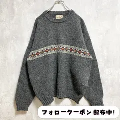 古着　used　WOOLRICH　ウールリッチ　長袖ノルディック柄ニット　セーター　USA製　ダークグレー　ヴィンテージ