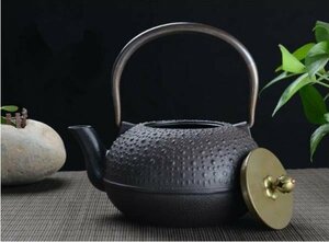 美品★老鉄瓶 提梁壺★新品 茶道具 銅製蓋 銅製取っ手 対応 鉄やかん 鉄分補給 鉄びん★1.8L