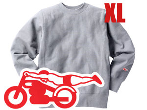 リバース縫製 サイドリブ 袖スピードアディクト SWEAT GRAY × RED XL/グレーチャンピオンビンテージリバースウィーブスウェット無地50s60s