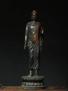 大判仏 清代 銅拓金 【釈迦】 泰仏仏像 極細工 希少珍品 K1113