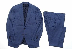 22SS 定価30万 極美品 HUGO BOSS ヒューゴボス FULL CANVAS ヴァージンウール カシミヤ シルク スーツ セットアップ ネイビー メンズ 48