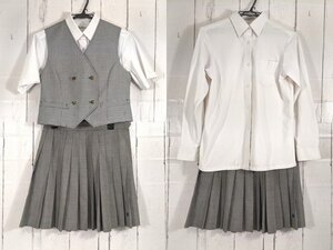 【as633】愛知県 名東高校 女子用 学生服 制服 ベスト+半袖/長袖カッターシャツ+夏服スカート◆X72