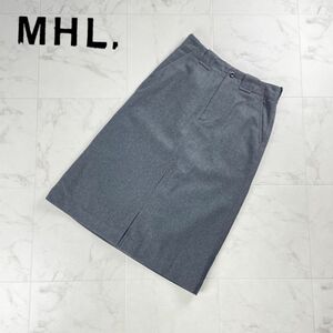 美品 MHL. エムエイチエル マーガレット・ハウエル ウール混 Aラインスカート 膝丈 裏地なし グレー サイズ2*RC1313