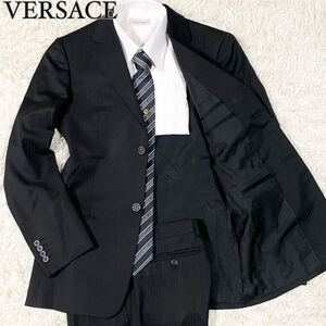 【美品 希少総柄】VERSACE ヴェルサーチ メデューサ 総柄 セットアップ パンツスーツ ブラック 黒サイズ46R