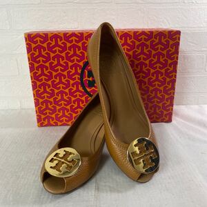 4043☆ TORY BURCH トリーバーチ シューズ 靴 パンプス オープントゥ ウエッジソール レディース 6.5 ベージュ 箱付き