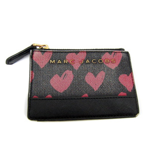 マークジェイコブス MARC JACOBS コインケース 小銭入れ パスケース キーリング ハート柄 レザー 黒 ブラック 赤 レッド /SY6 レディース