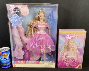 【未使用品・レア・美品】Barbie バービー くるみ割人形 アクションフィギュア & 2001年 日本語吹替版 VHS ビデオ付き まとめて セット