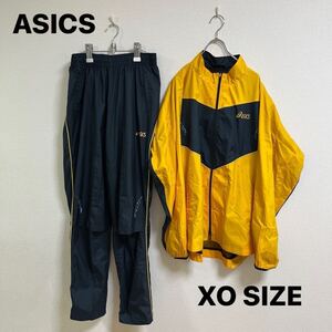 ASICS アシックス　ウインドブレーカー 上下セット　XOサイズ セットアップ　イエロー/ブラック　ナイロン　スポーツウェア　